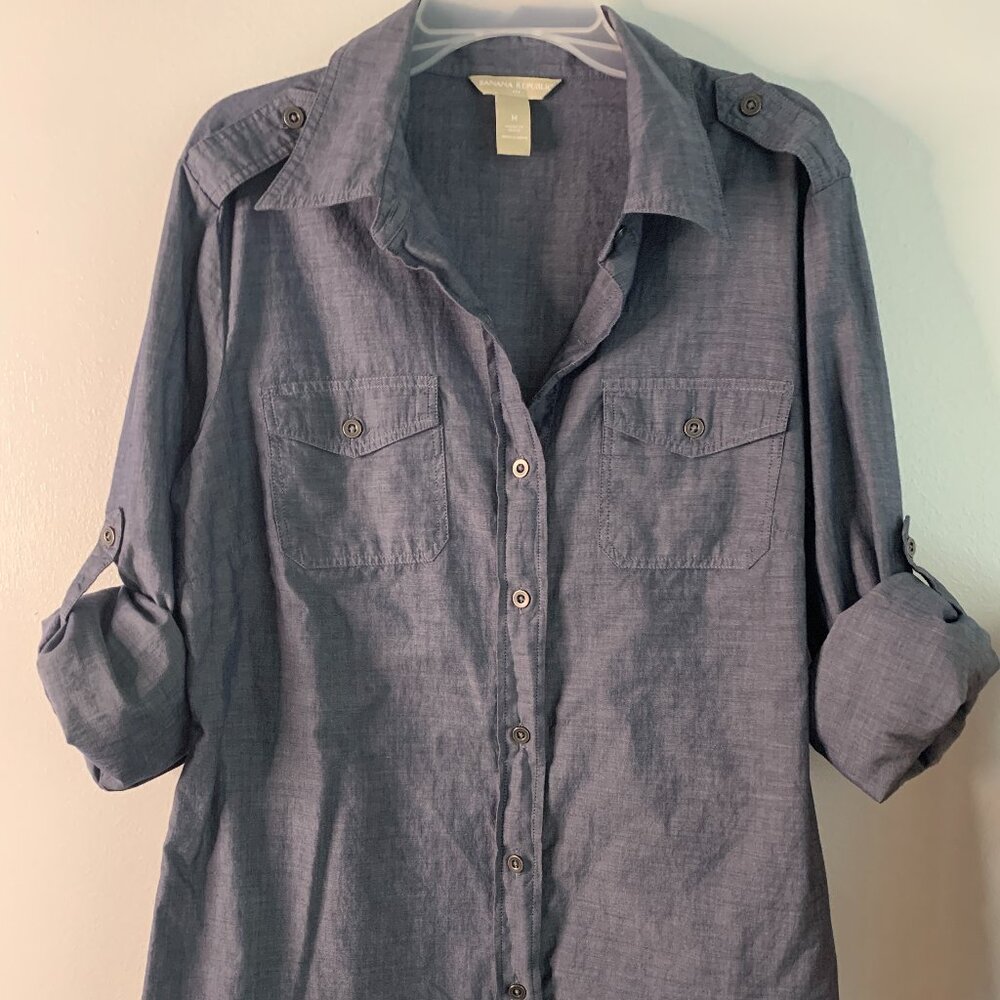 Banana Republic Botton Down  Medium Gray Cotton